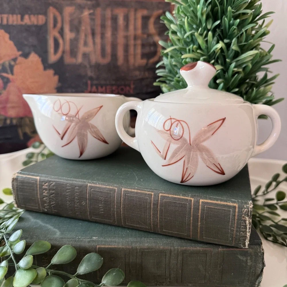 Winfield China Passion Flower Creamer and Sugar Bowl Set Hand Crafted California